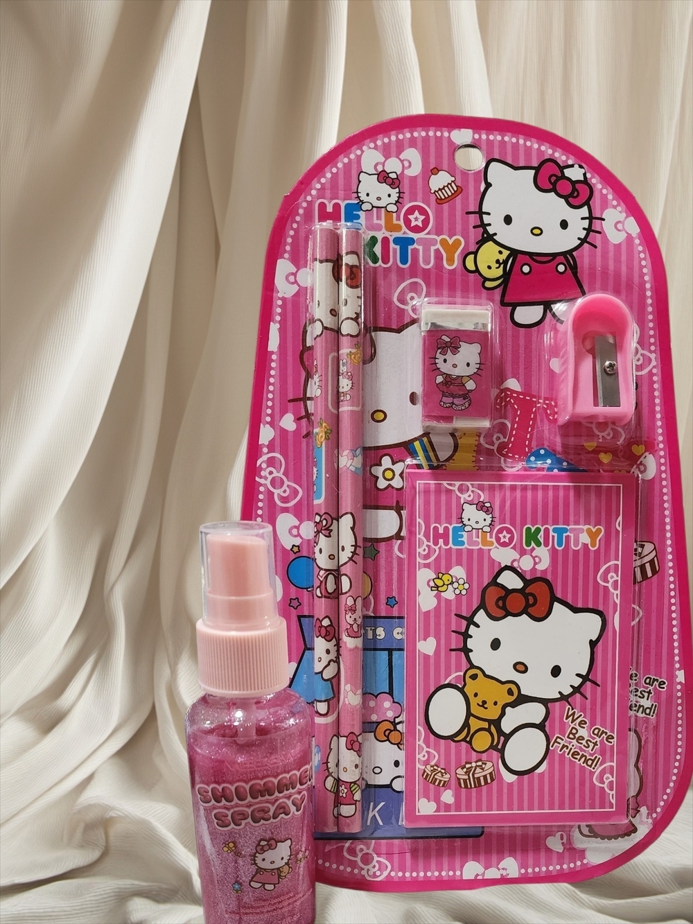 Hello Kitty Pink Kids Stationery & Shimmer Spray Set
